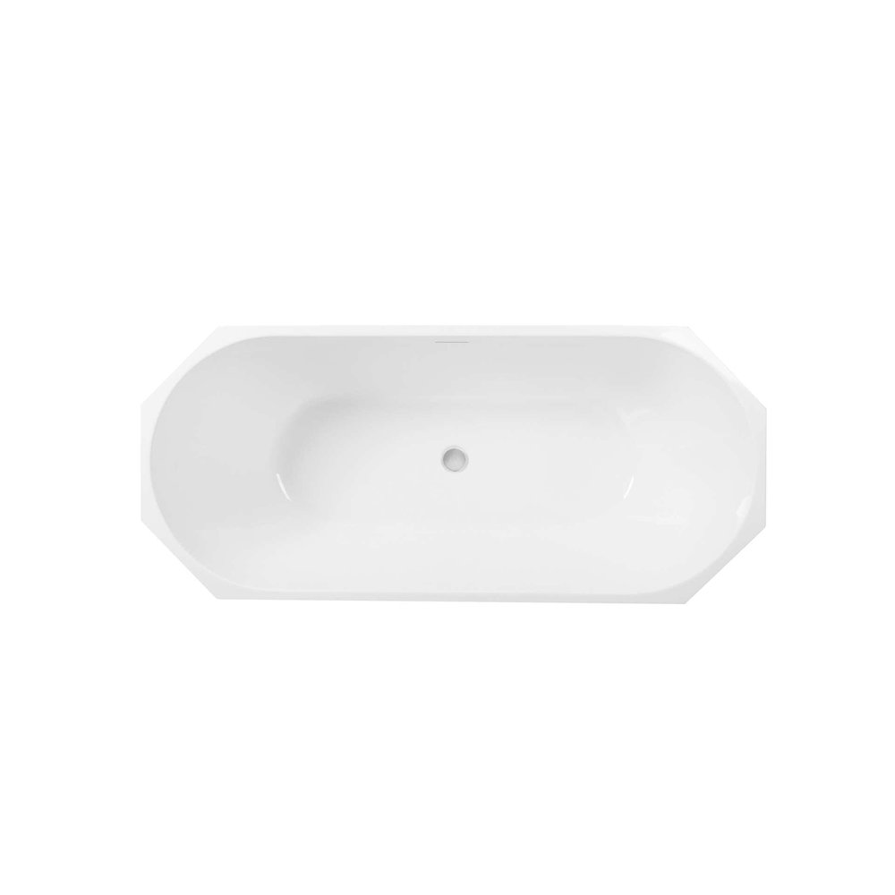 67 inch Soaking diamond style bathtub in glossy white and brushed nickel. Picture 3