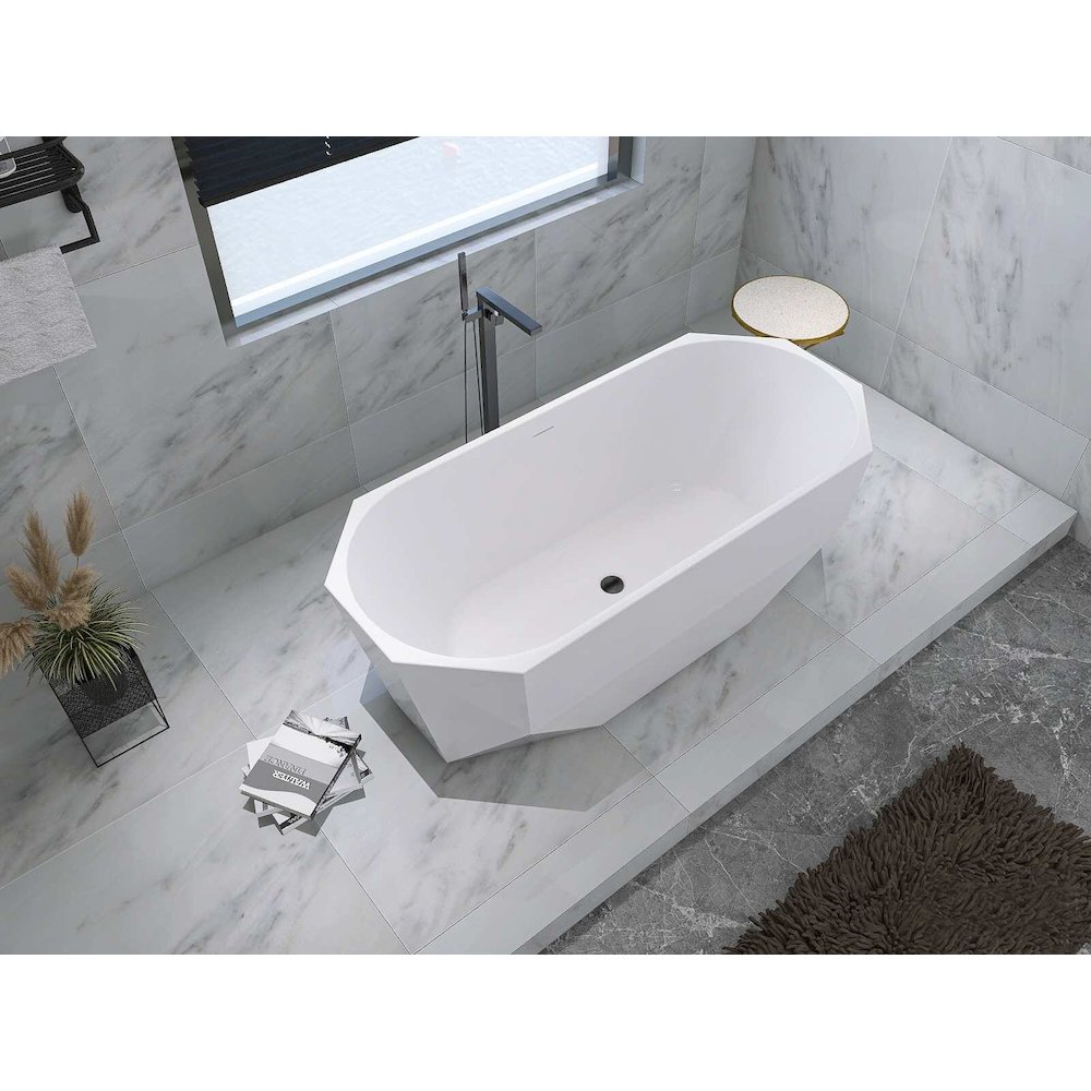 67 inch Soaking diamond style bathtub in glossy white and matte black. Picture 7