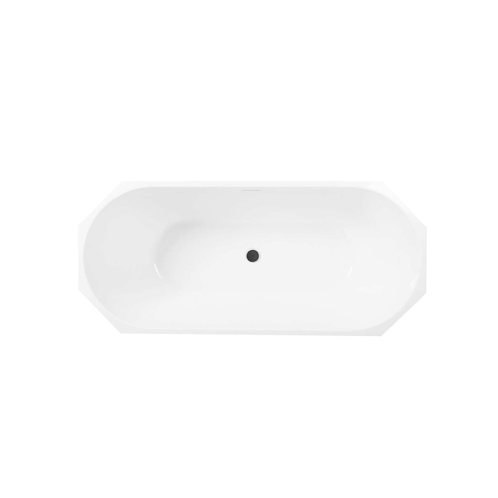 67 inch Soaking diamond style bathtub in glossy white and matte black. Picture 3
