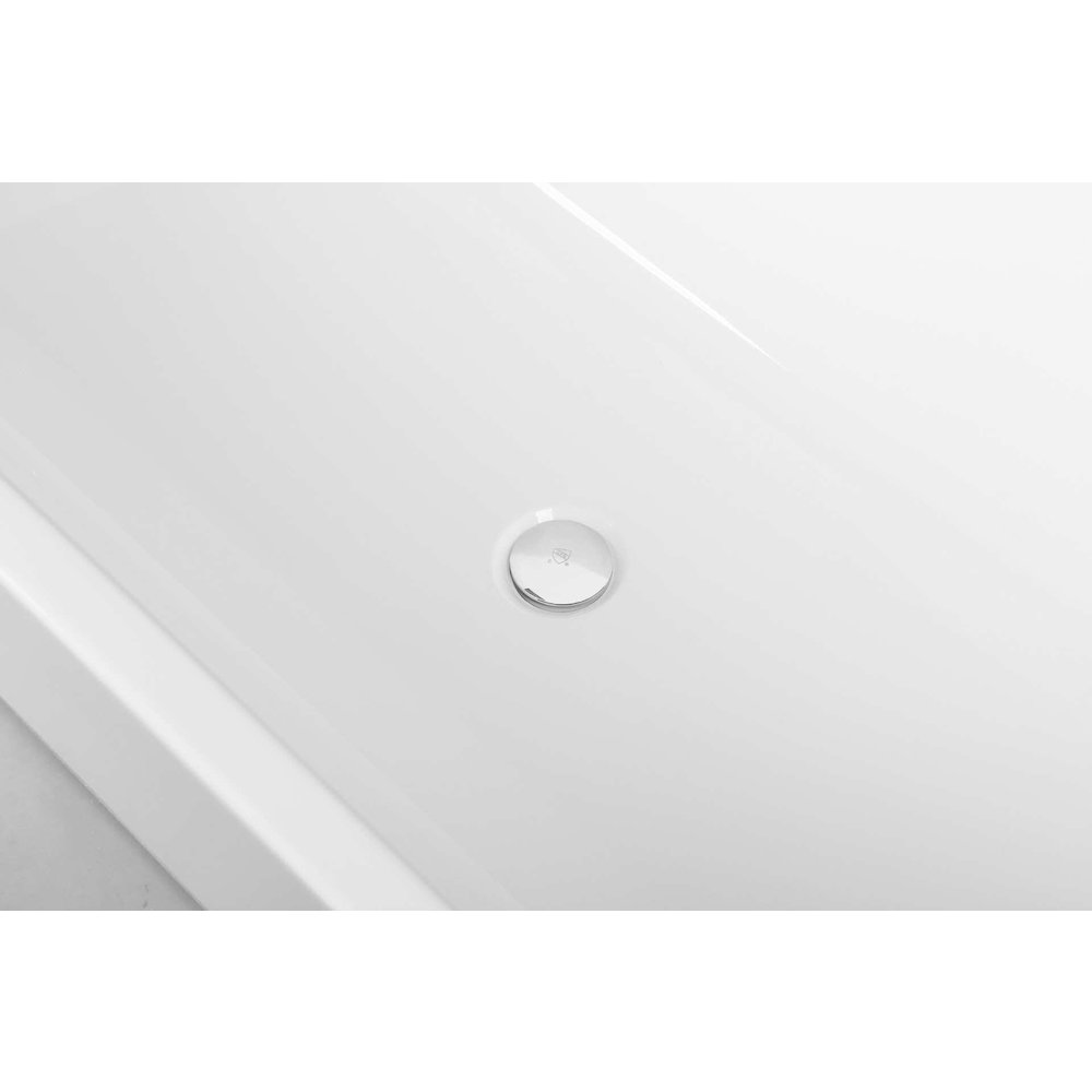 67 inch Soaking diamond style bathtub in glossy white and polished chrome. Picture 11