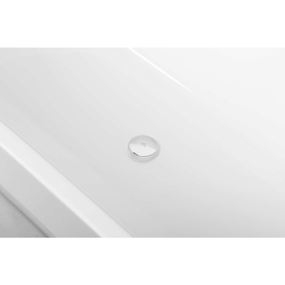 67 inch Soaking diamond style bathtub in glossy white and polished chrome. Picture 12