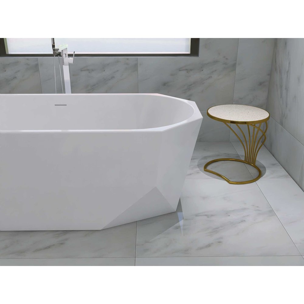 67 inch Soaking diamond style bathtub in glossy white and polished chrome. Picture 8