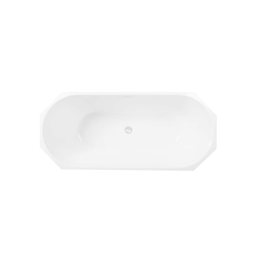 67 inch Soaking diamond style bathtub in glossy white and polished chrome. Picture 3