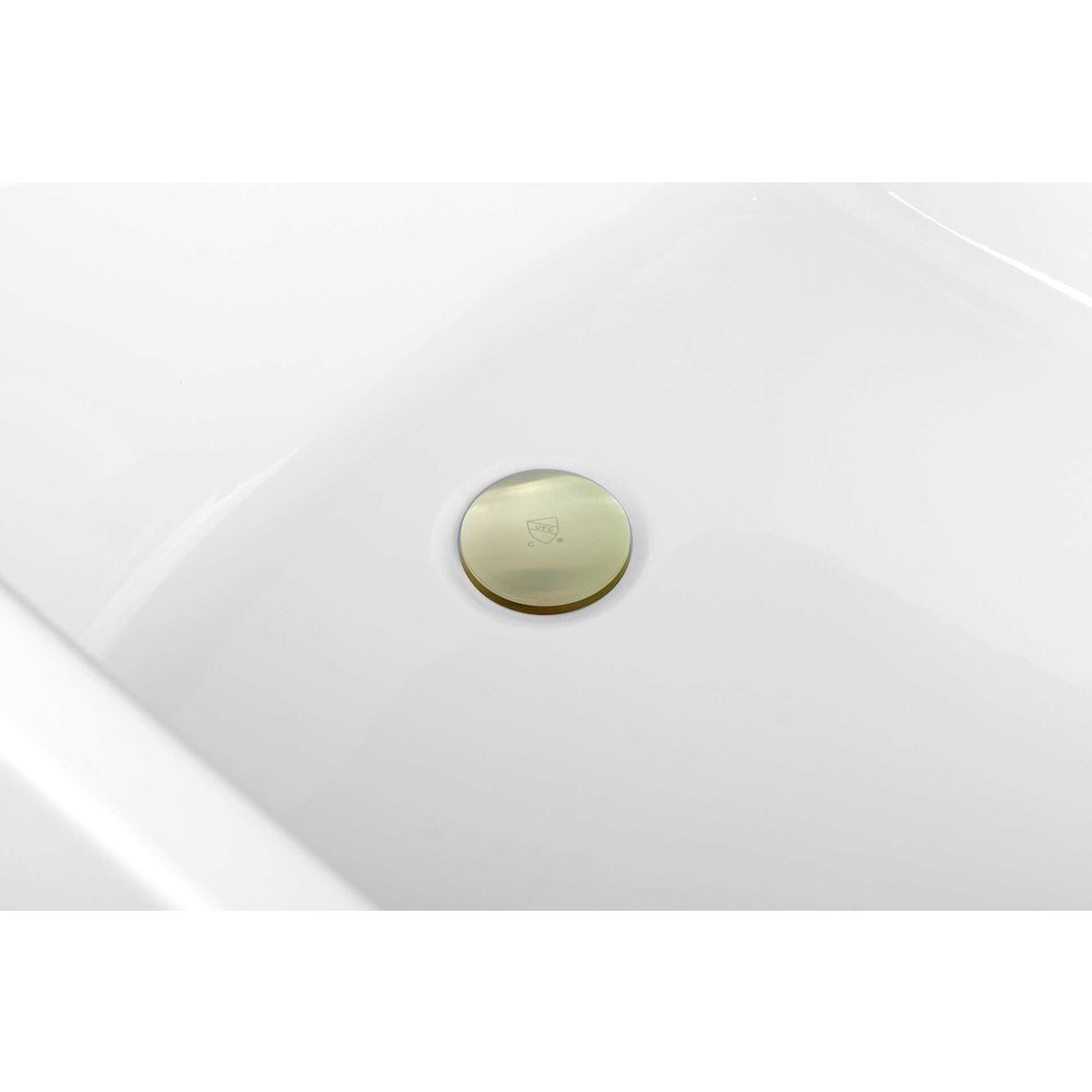 67 inch Soaking single slipper rectangular bathtub in glossy white and gold. Picture 11