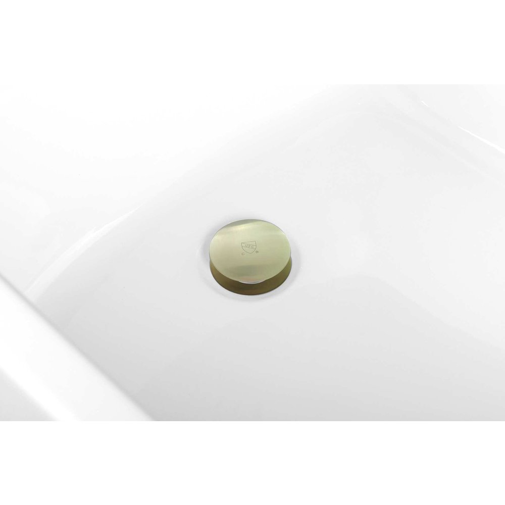 67 inch Soaking single slipper rectangular bathtub in glossy white and gold. Picture 12