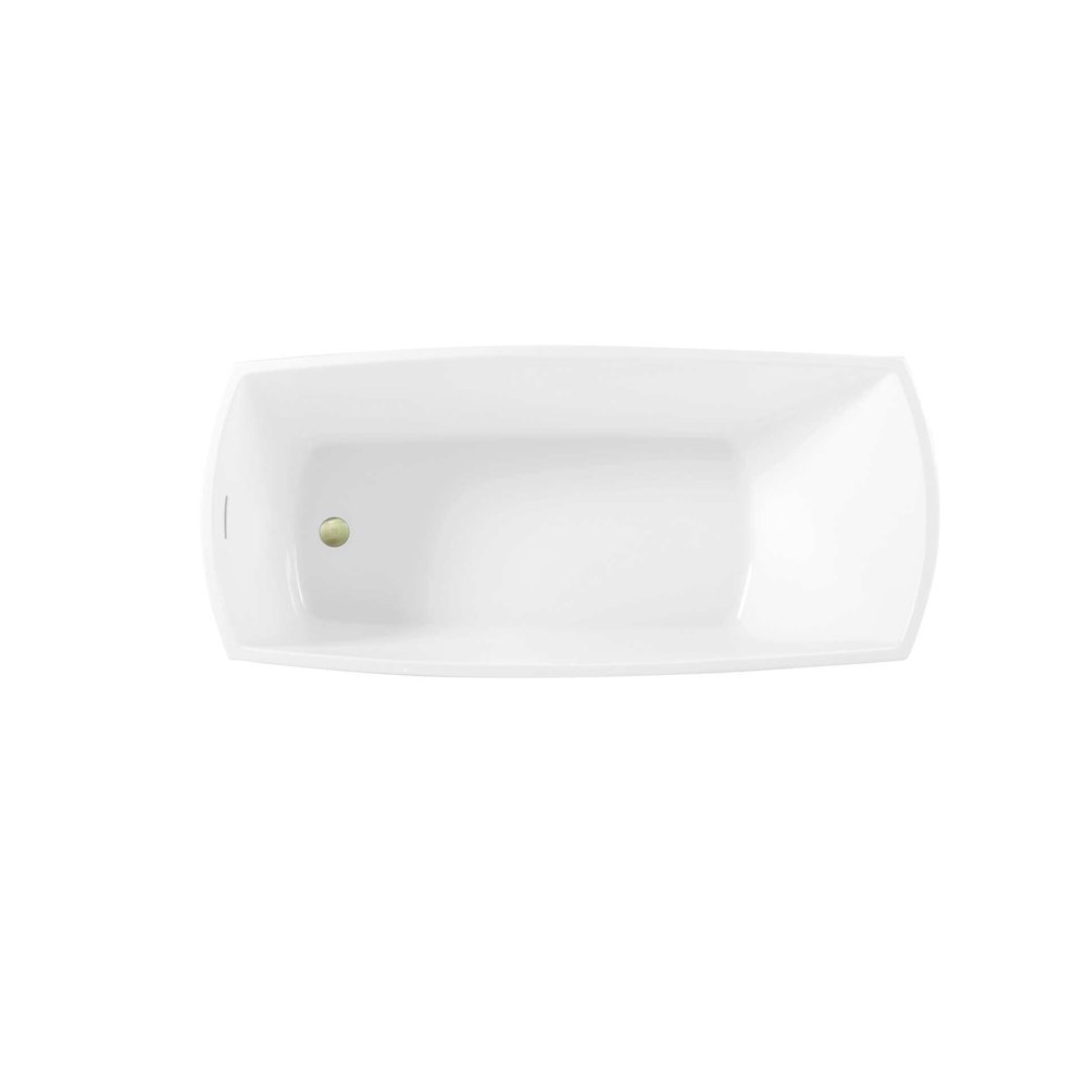 67 inch Soaking single slipper rectangular bathtub in glossy white and gold. Picture 3