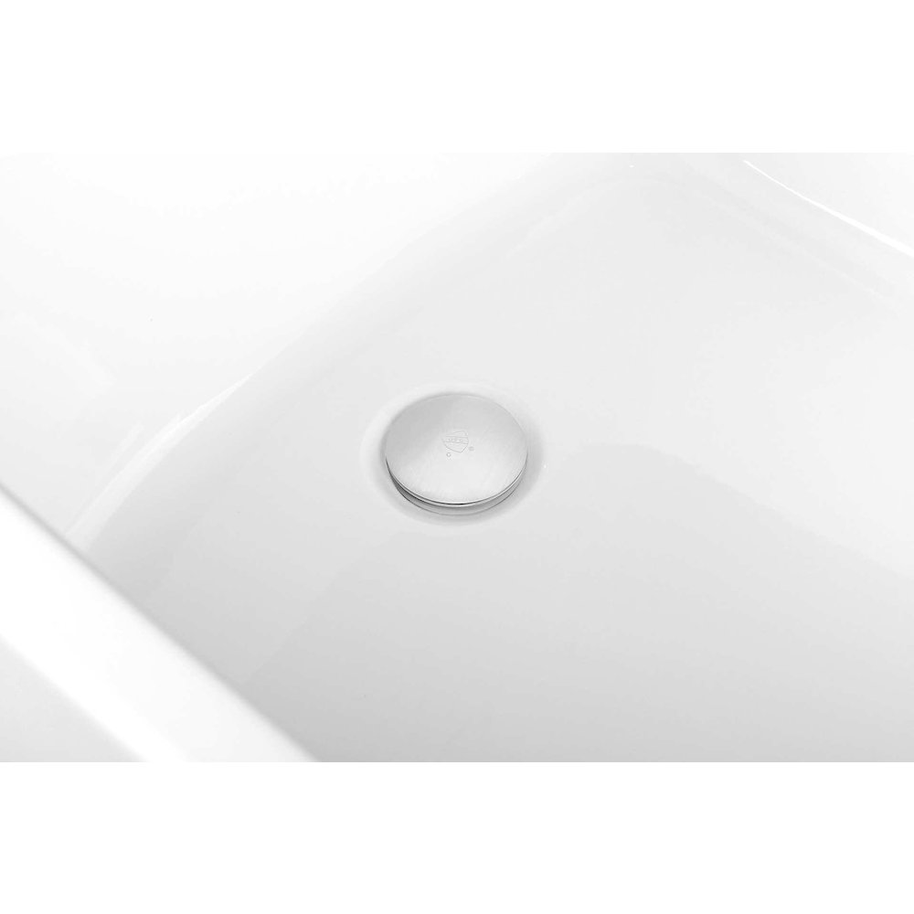 67 inch Soaking single slipper rectangular bathtub in glossy white and nickel. Picture 9