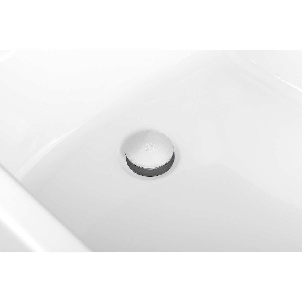 67 inch Soaking single slipper rectangular bathtub in glossy white and nickel. Picture 12
