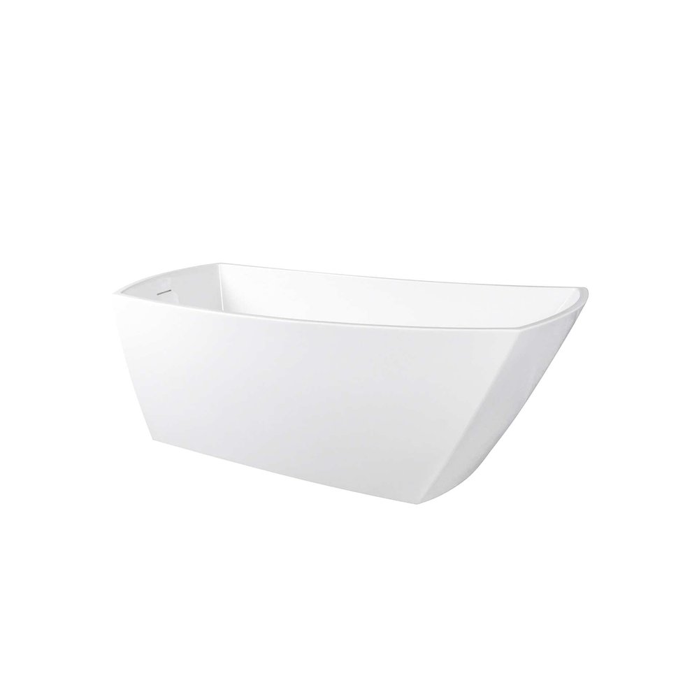 67 inch Soaking single slipper rectangular bathtub in glossy white and nickel. Picture 1
