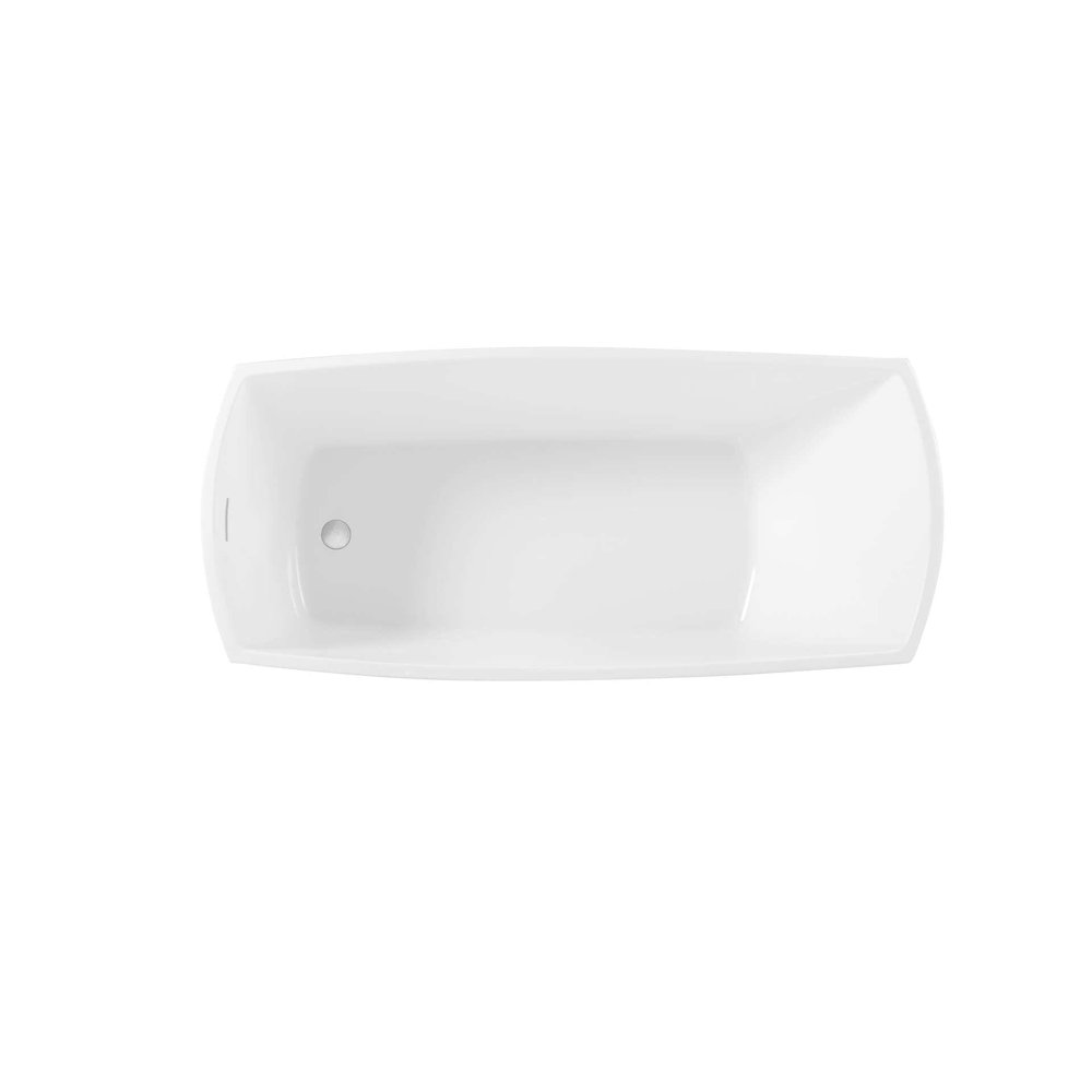 67 inch Soaking single slipper rectangular bathtub in glossy white and nickel. Picture 3