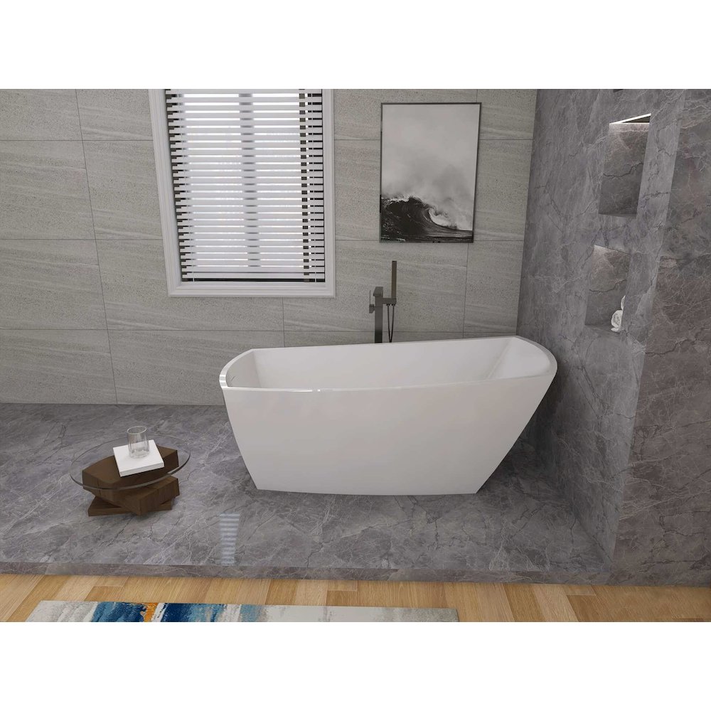 67 inch Soaking single slipper rectangular bathtub in glossy white and black. Picture 5