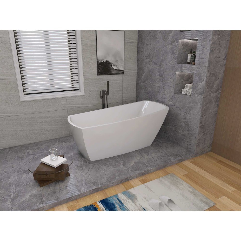 67 inch Soaking single slipper rectangular bathtub in glossy white and black. Picture 6