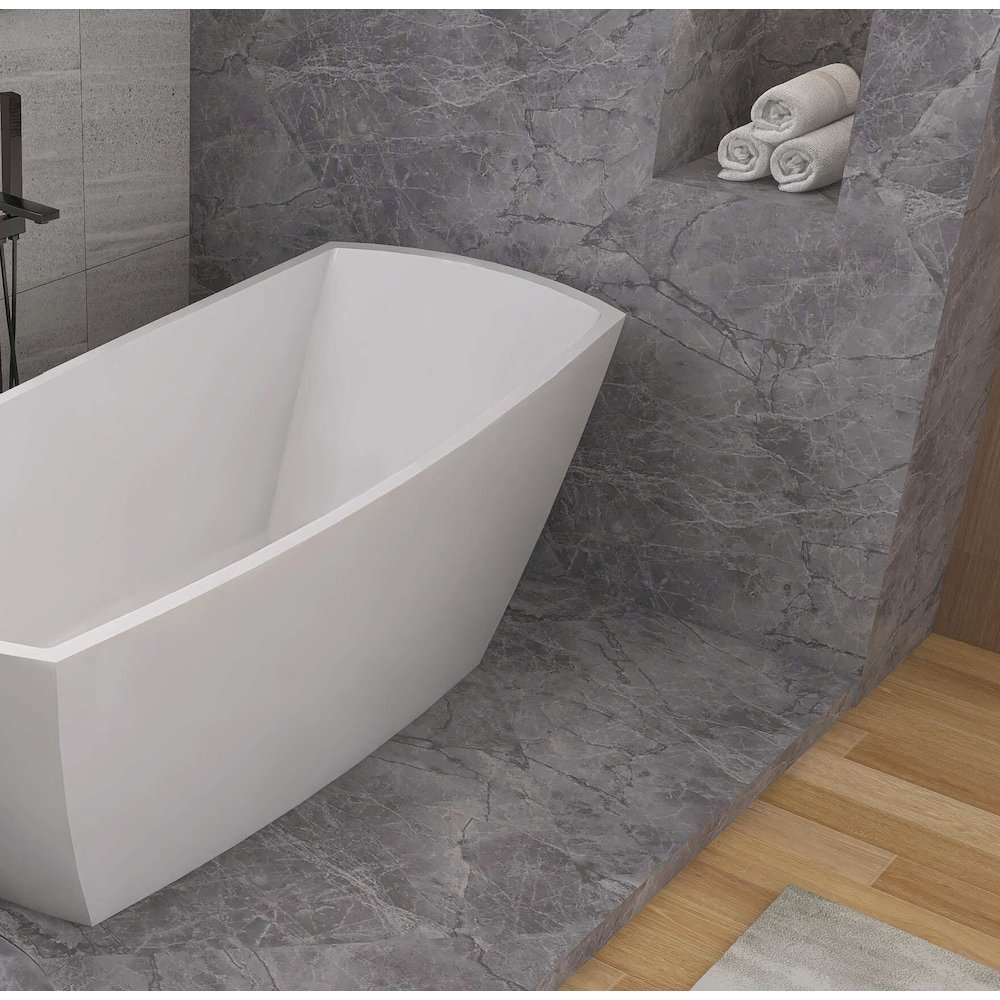 67 inch Soaking single slipper rectangular bathtub in glossy white and black. Picture 9