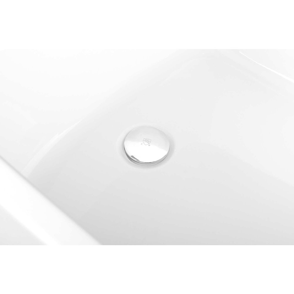 67 inch Soaking single slipper rectangular bathtub in glossy white and chrome. Picture 11