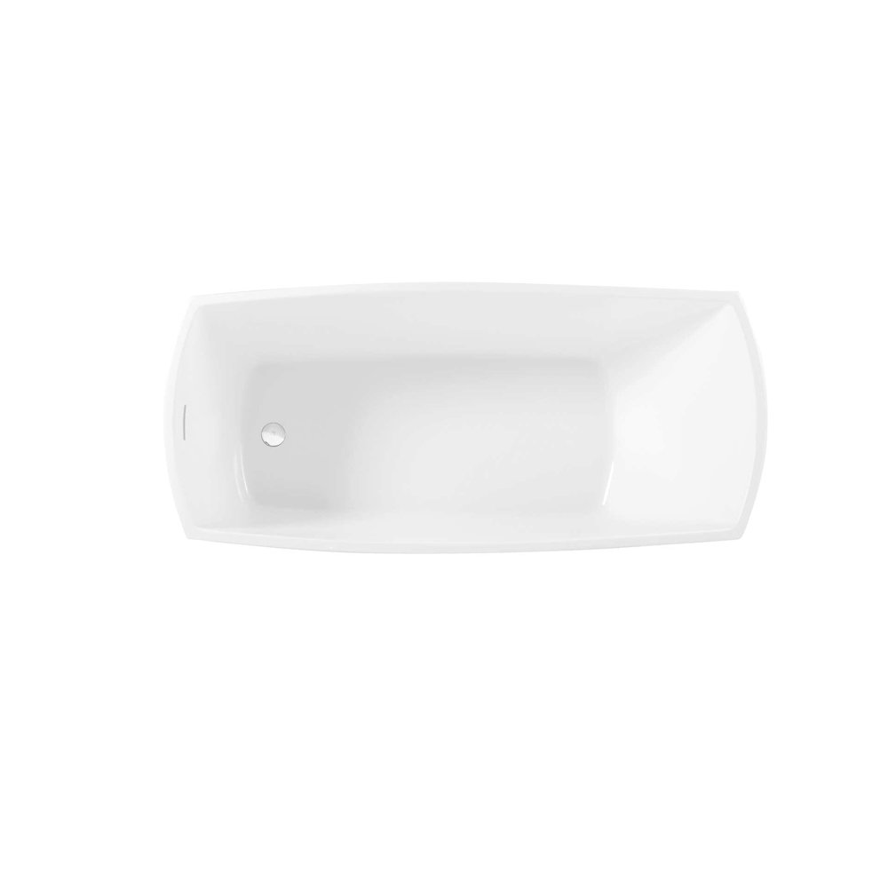 67 inch Soaking single slipper rectangular bathtub in glossy white and chrome. Picture 3