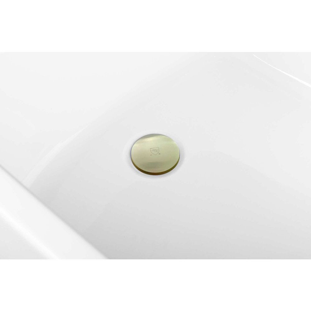 72 inch Soaking single slipper rectangular bathtub in glossy white and gold. Picture 11