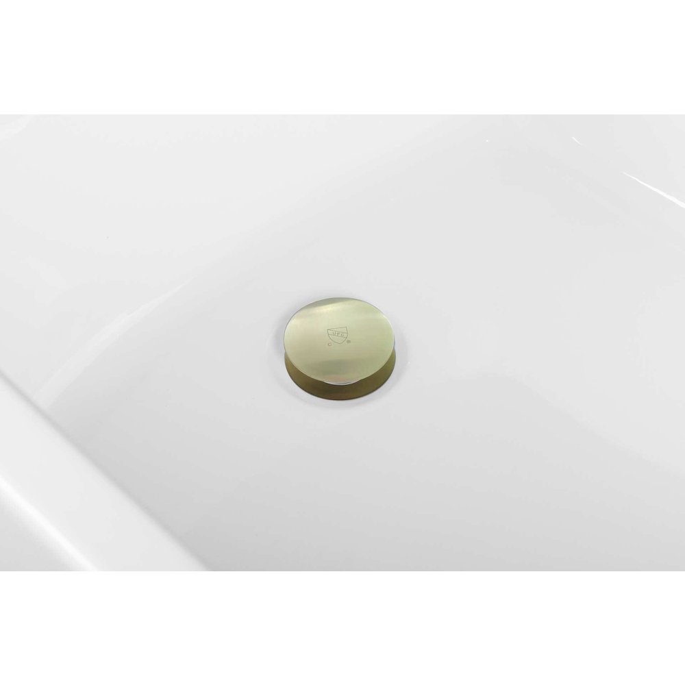 72 inch Soaking single slipper rectangular bathtub in glossy white and gold. Picture 12