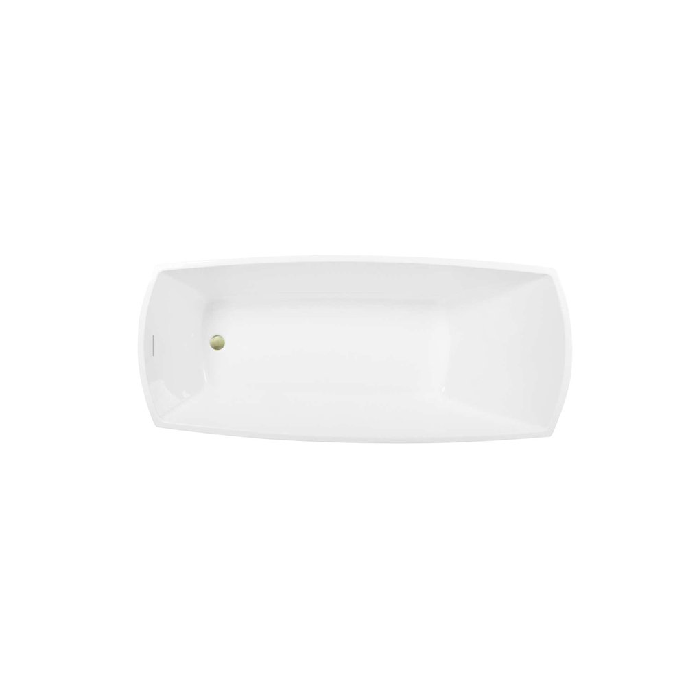 72 inch Soaking single slipper rectangular bathtub in glossy white and gold. Picture 3