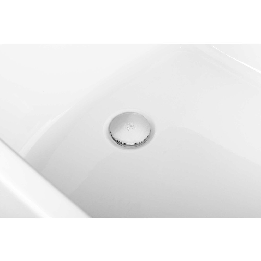 72 inch Soaking single slipper rectangular bathtub in glossy white and nickel. Picture 11