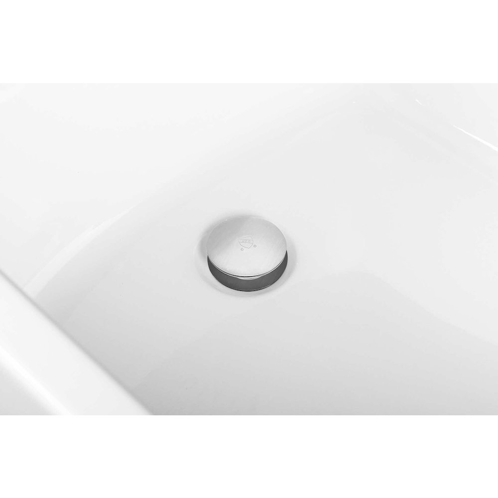 72 inch Soaking single slipper rectangular bathtub in glossy white and nickel. Picture 12