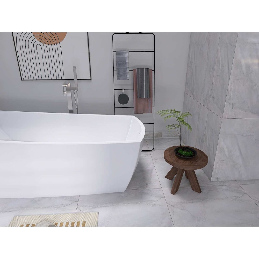 72 inch Soaking single slipper rectangular bathtub in glossy white and nickel. Picture 9