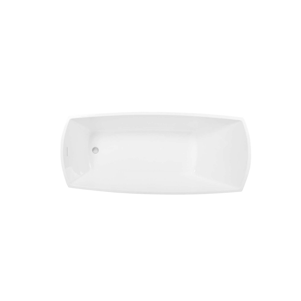72 inch Soaking single slipper rectangular bathtub in glossy white and nickel. Picture 3