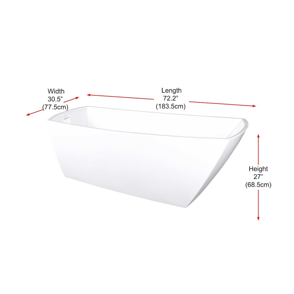 72 inch Soaking single slipper rectangular bathtub in glossy white and black. Picture 4