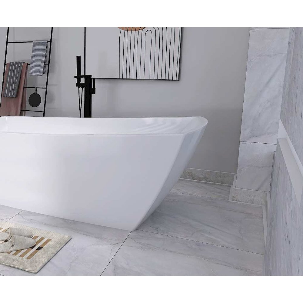 72 inch Soaking single slipper rectangular bathtub in glossy white and black. Picture 9