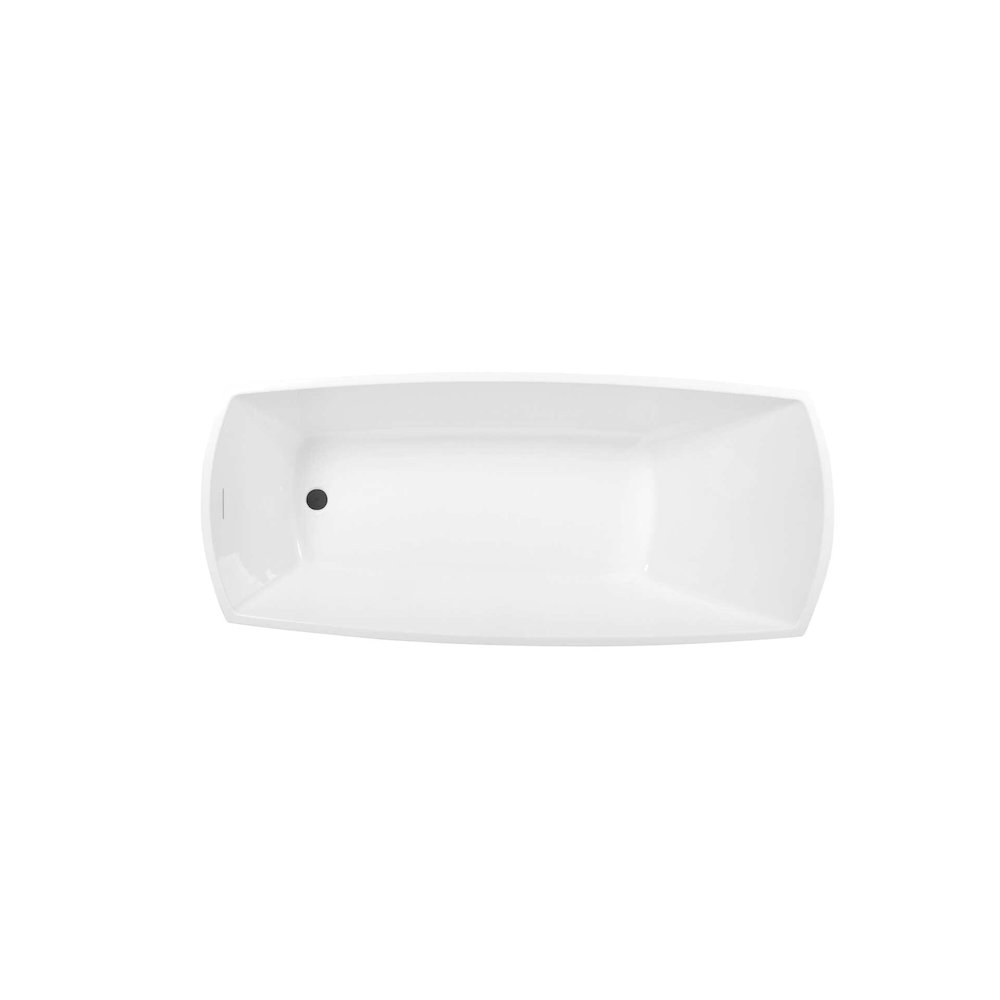72 inch Soaking single slipper rectangular bathtub in glossy white and black. Picture 3