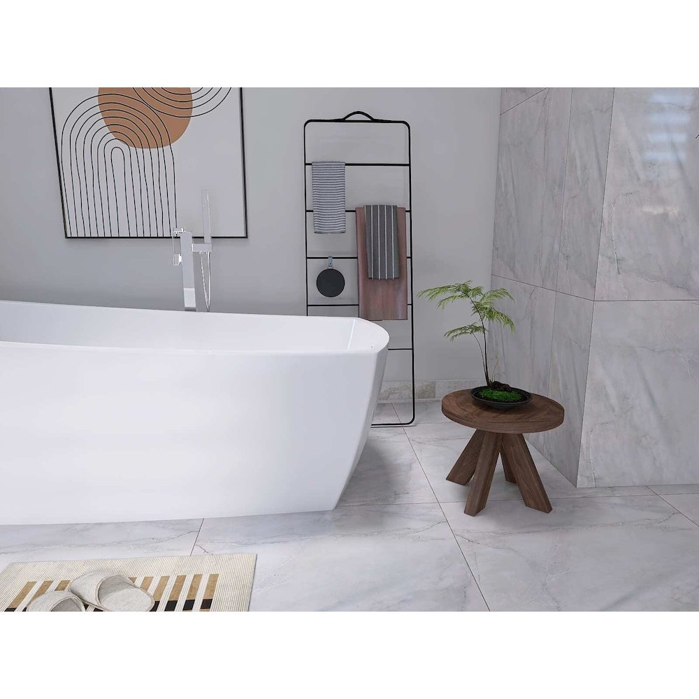 72 inch Soaking single slipper rectangular bathtub in glossy white and chrome. Picture 8