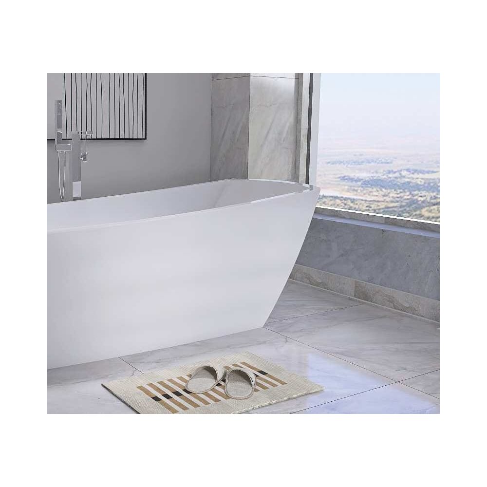 72 inch Soaking single slipper rectangular bathtub in glossy white and chrome. Picture 9