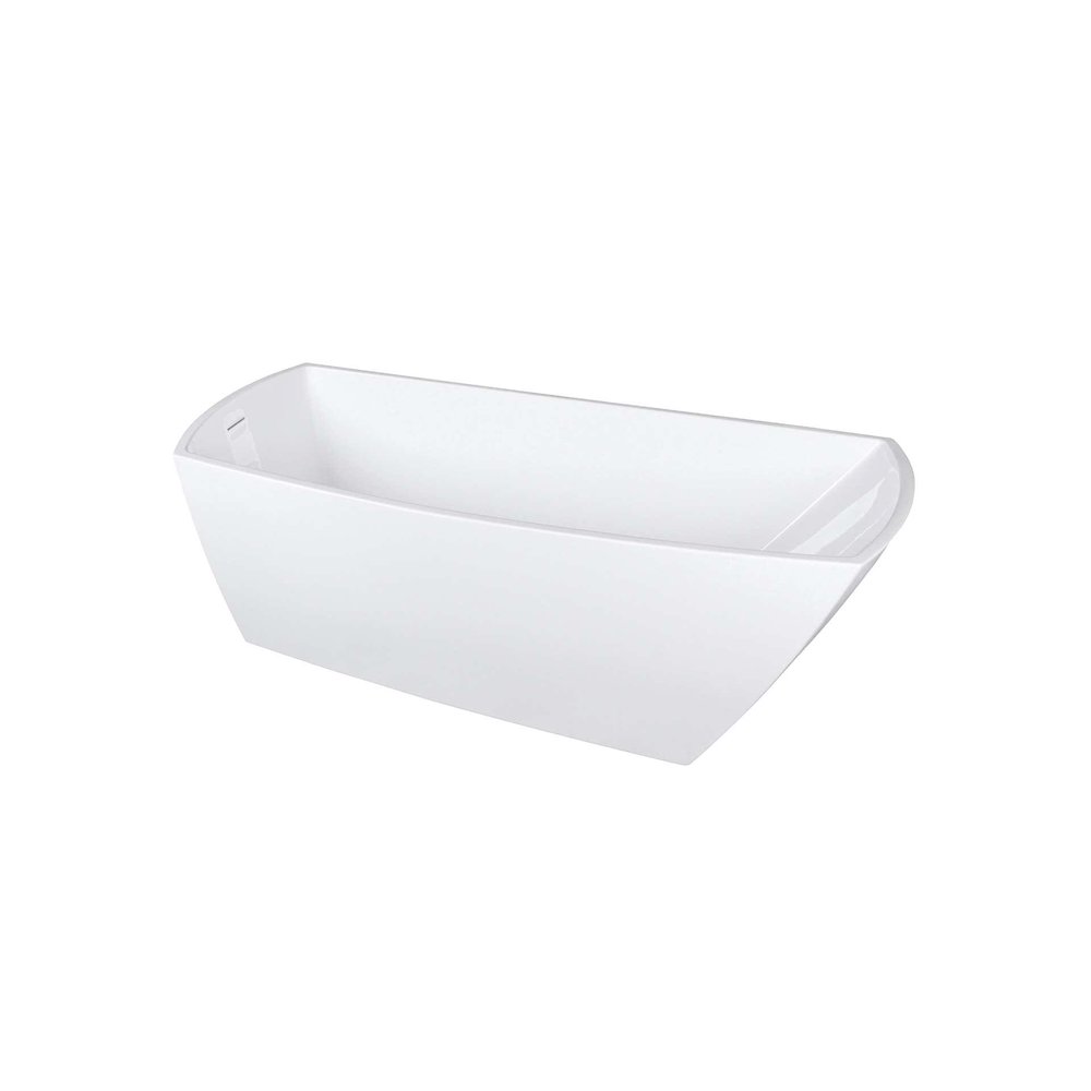 72 inch Soaking single slipper rectangular bathtub in glossy white and chrome. Picture 2