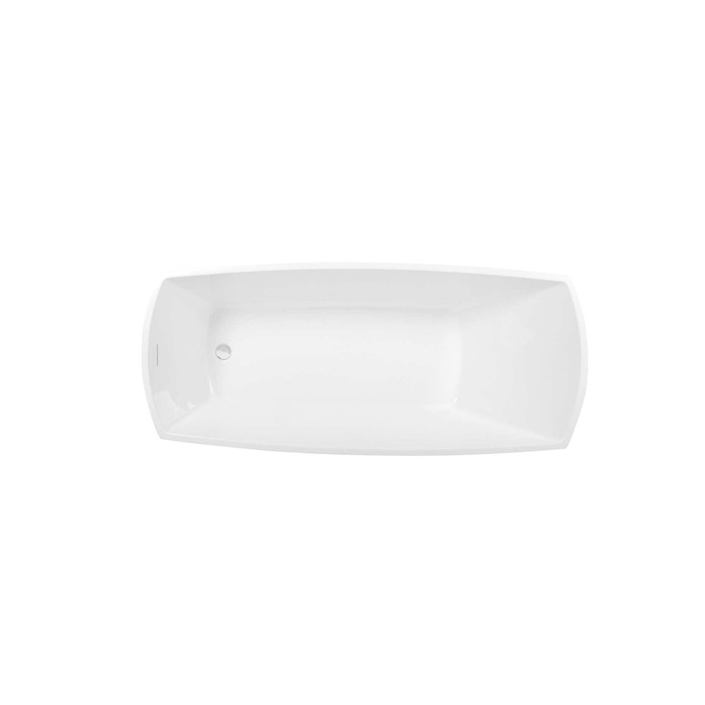 72 inch Soaking single slipper rectangular bathtub in glossy white and chrome. Picture 3