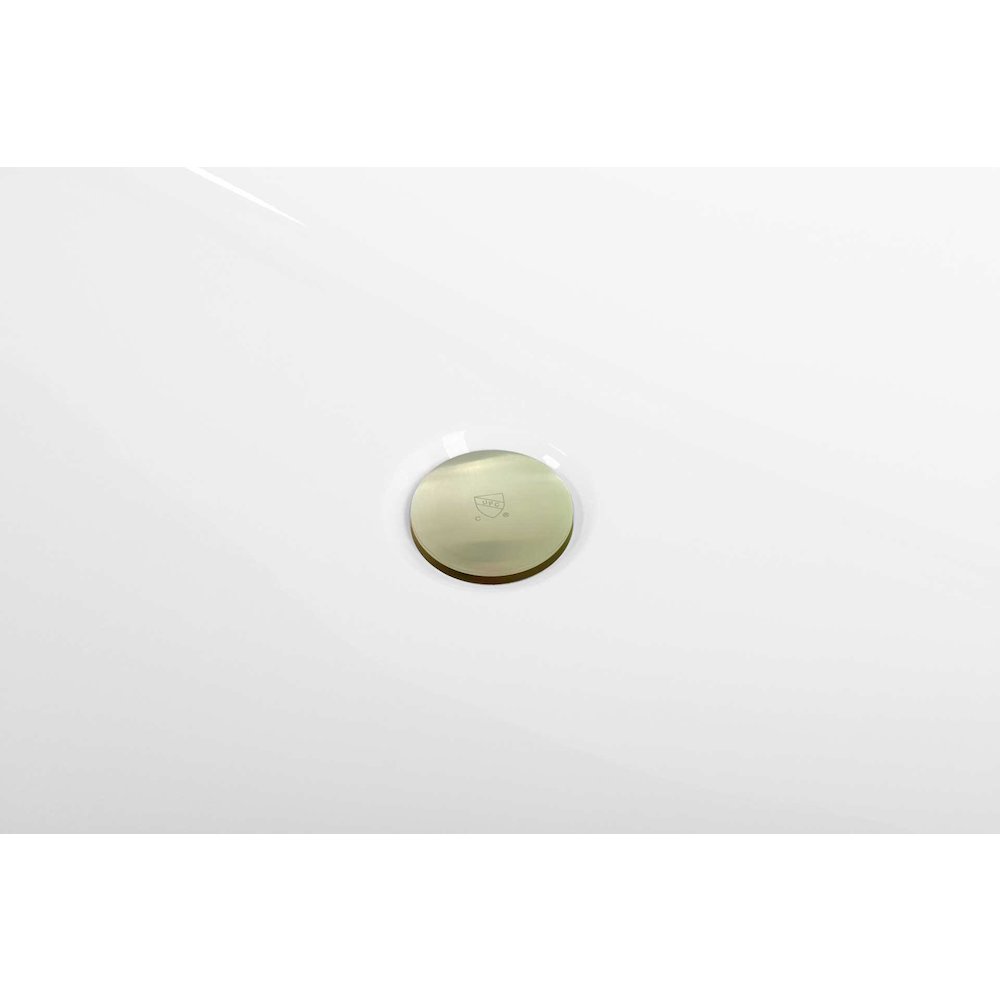 67 inch Soaking rectangular bathtub in glossy white and brushed gold. Picture 11