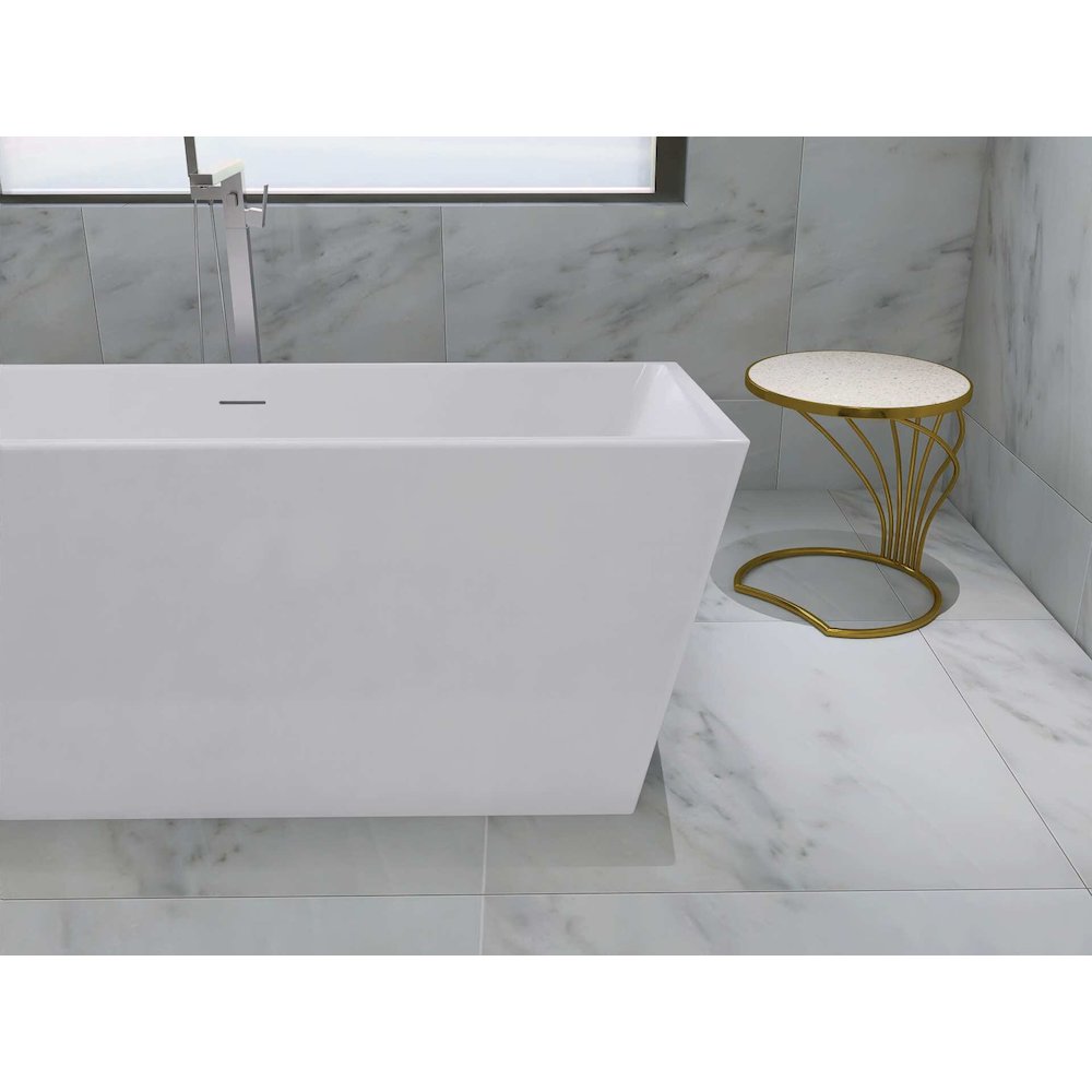 67 inch Soaking rectangular bathtub in glossy white and brushed nickel. Picture 8