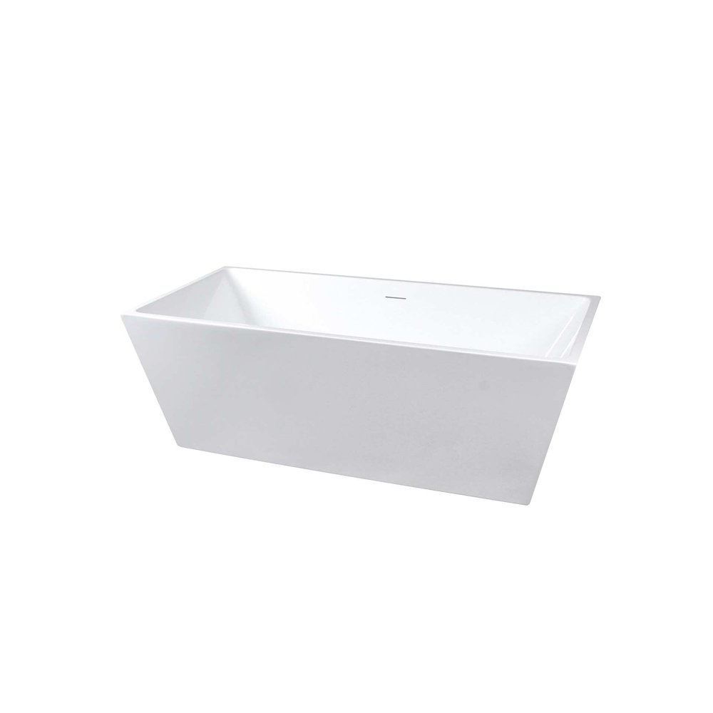67 inch Soaking rectangular bathtub in glossy white and brushed nickel. Picture 1