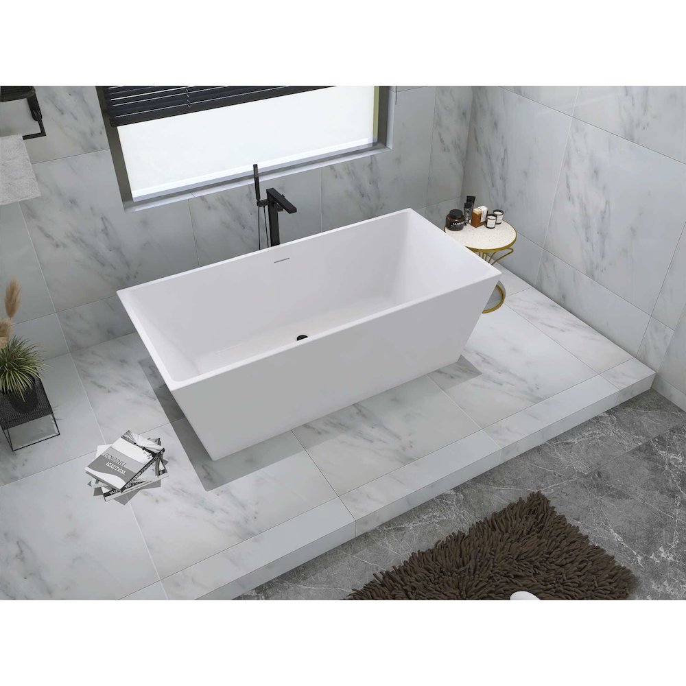 67 inch Soaking rectangular bathtub in glossy white and matte black. Picture 6