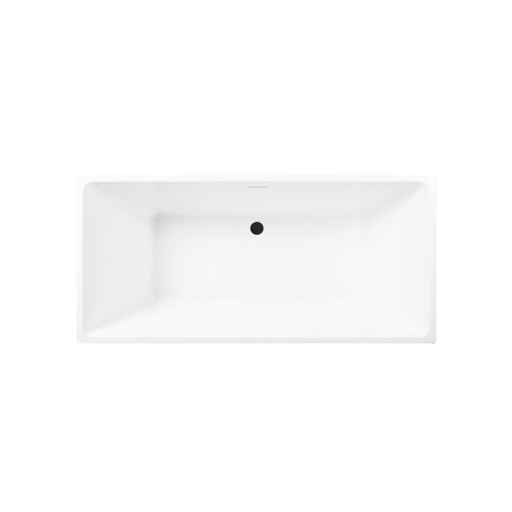 67 inch Soaking rectangular bathtub in glossy white and matte black. Picture 3