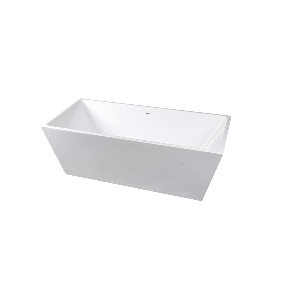 67 inch Soaking rectangular bathtub in glossy white and polished chrome. Picture 2