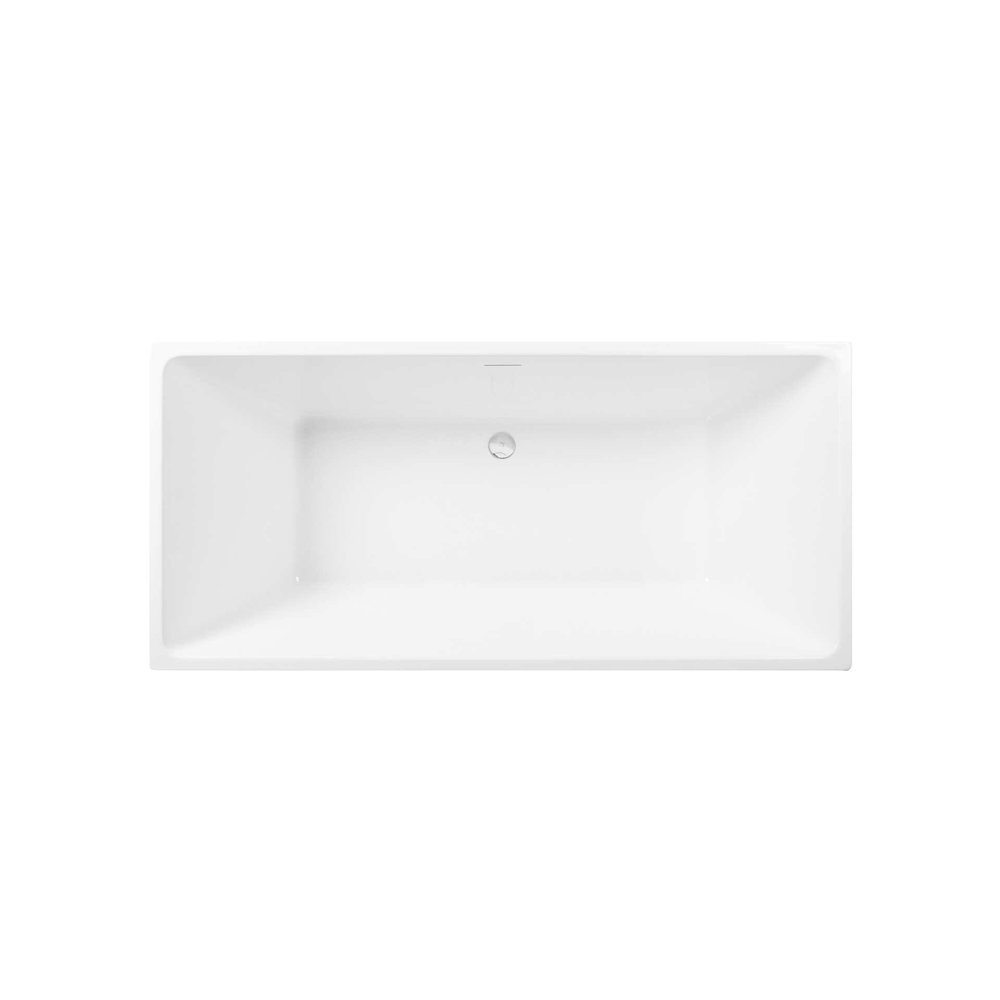 67 inch Soaking rectangular bathtub in glossy white and polished chrome. Picture 3