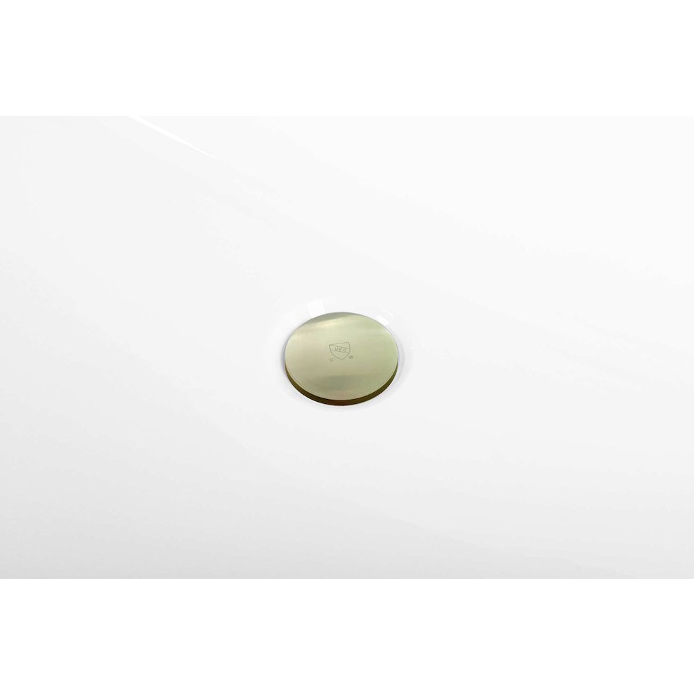 72 inch Soaking rectangular bathtub in glossy white and brushed gold. Picture 11
