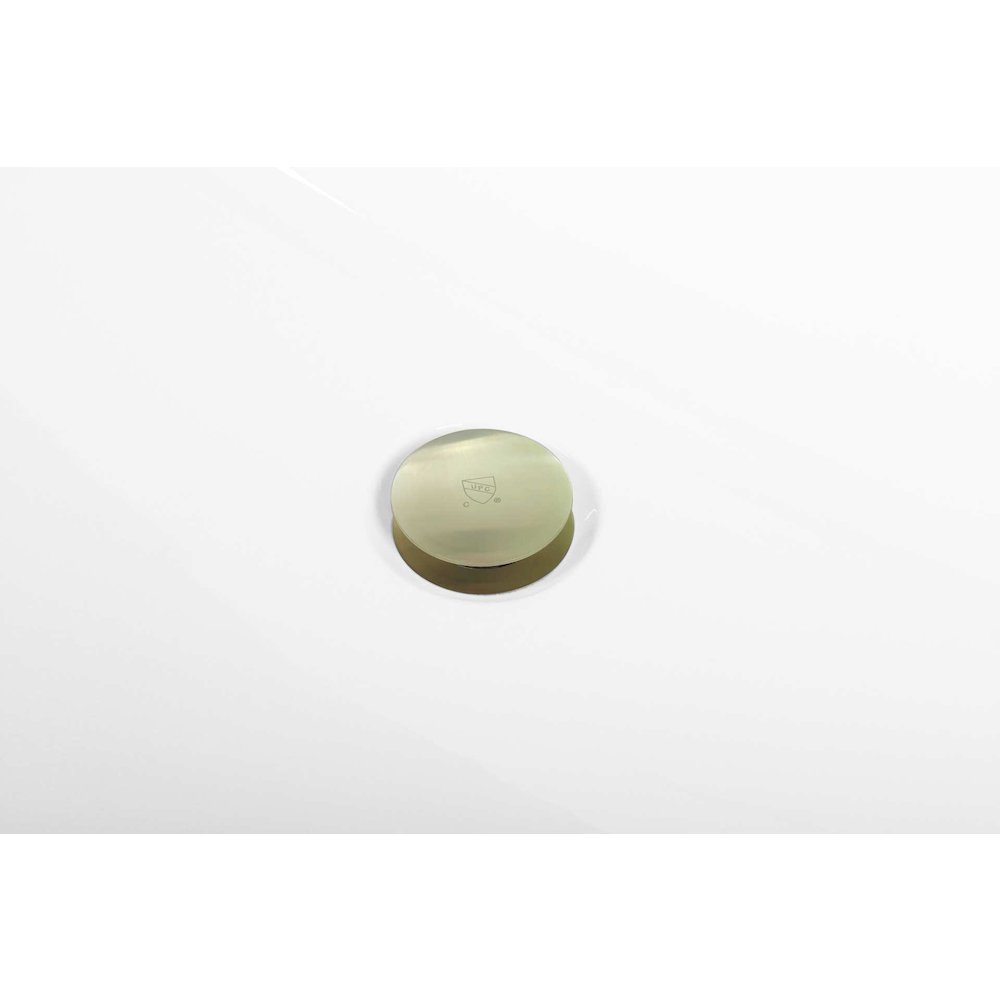 72 inch Soaking rectangular bathtub in glossy white and brushed gold. Picture 12
