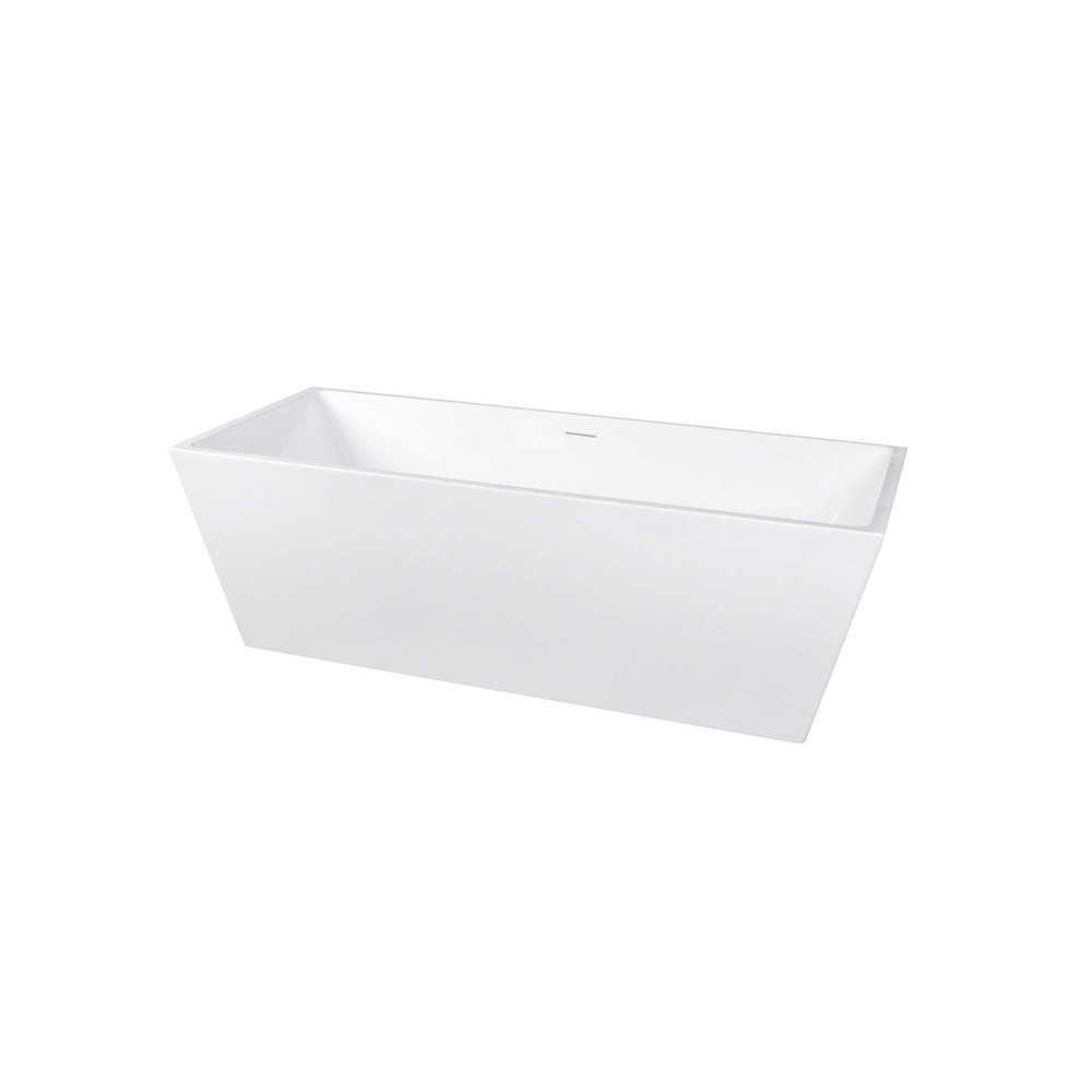 72 inch Soaking rectangular bathtub in glossy white and brushed nickel. Picture 1