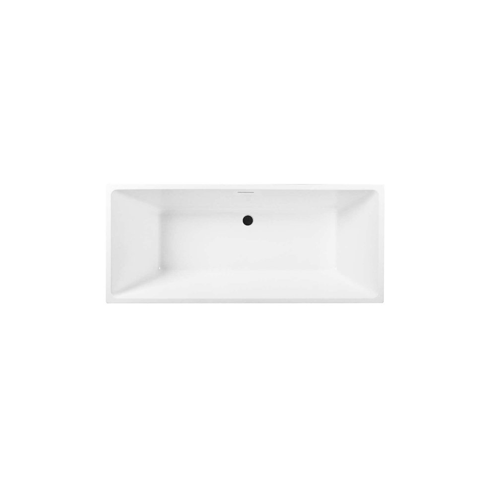 72 inch Soaking rectangular bathtub in glossy white and matte black. Picture 3