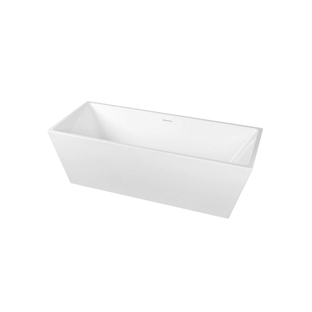 72 inch Soaking rectangular bathtub in glossy white and polished chrome. Picture 2
