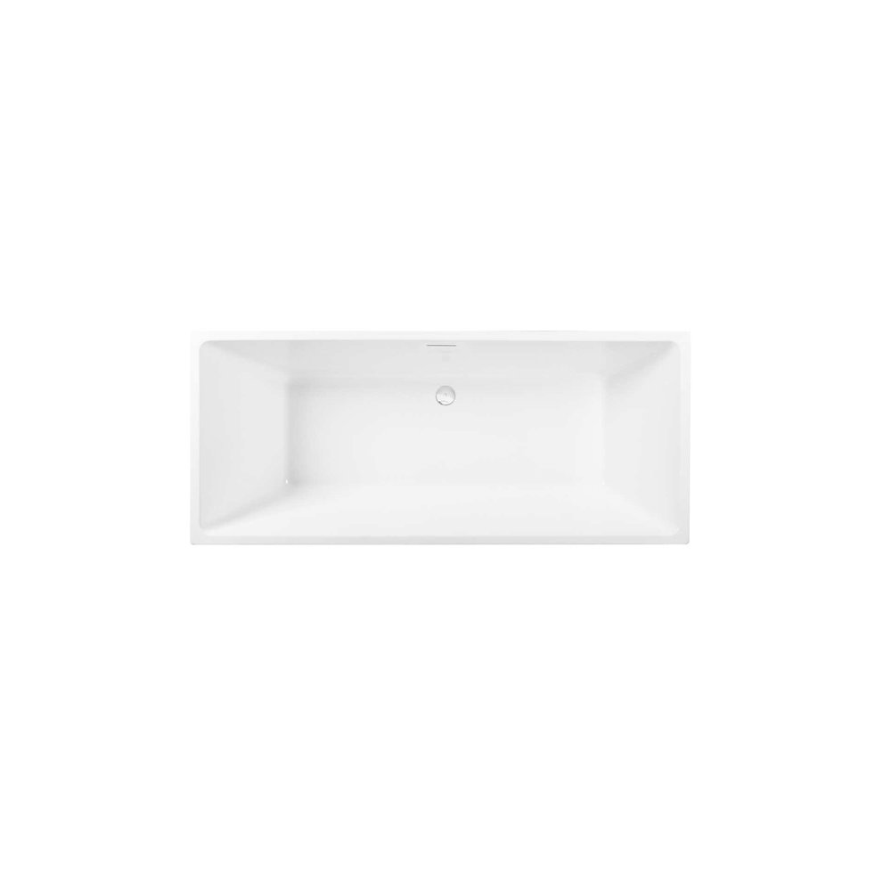 72 inch Soaking rectangular bathtub in glossy white and polished chrome. Picture 3