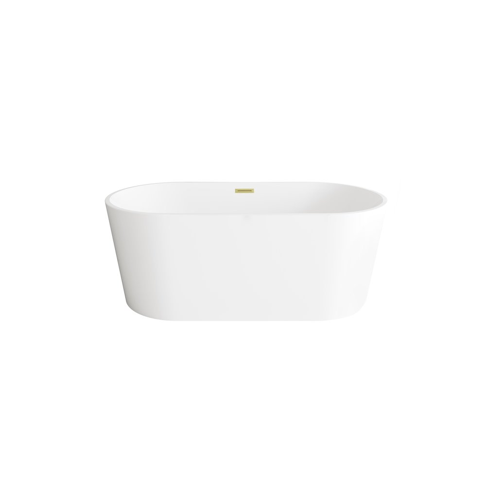 59 inch Bathtub in Glossy White with Brushed Gold Trim. Picture 1