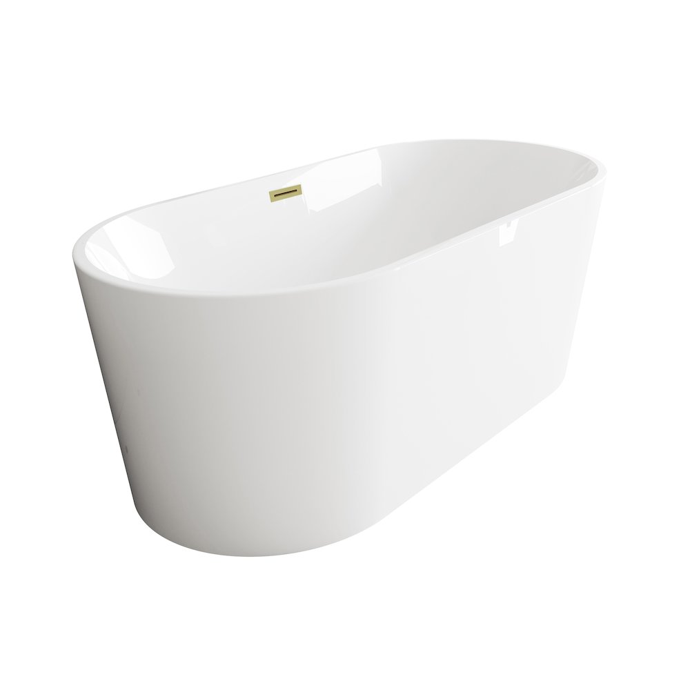 59 inch Bathtub in Glossy White with Brushed Gold Trim. Picture 5