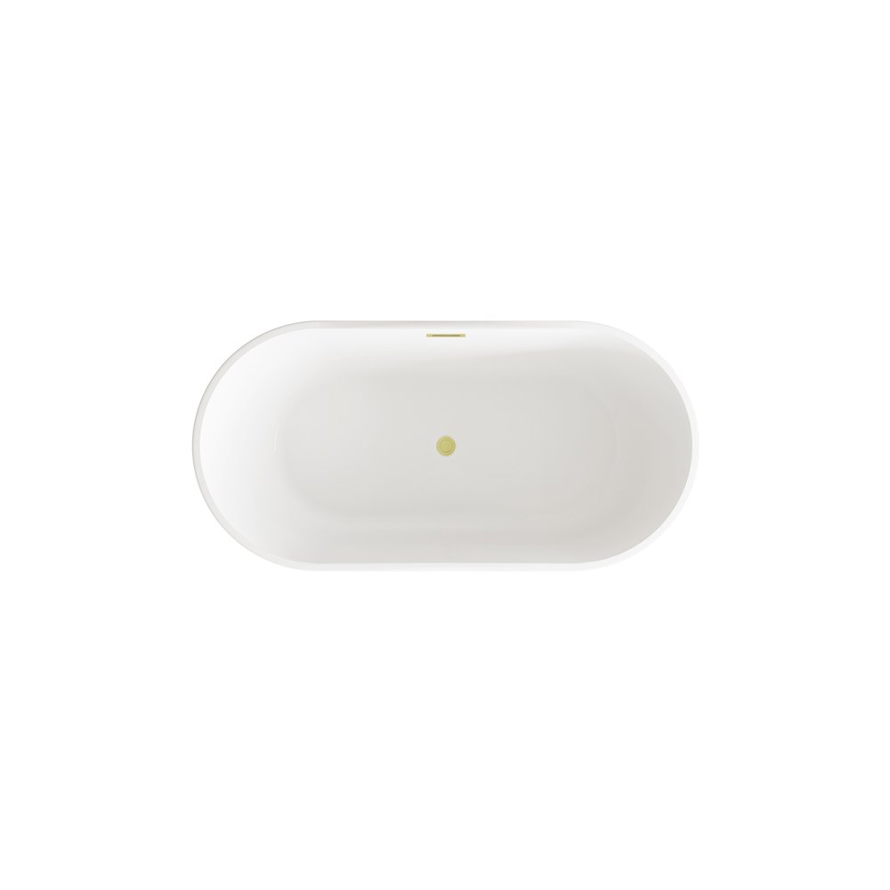 59 inch Bathtub in Glossy White with Brushed Gold Trim. Picture 6