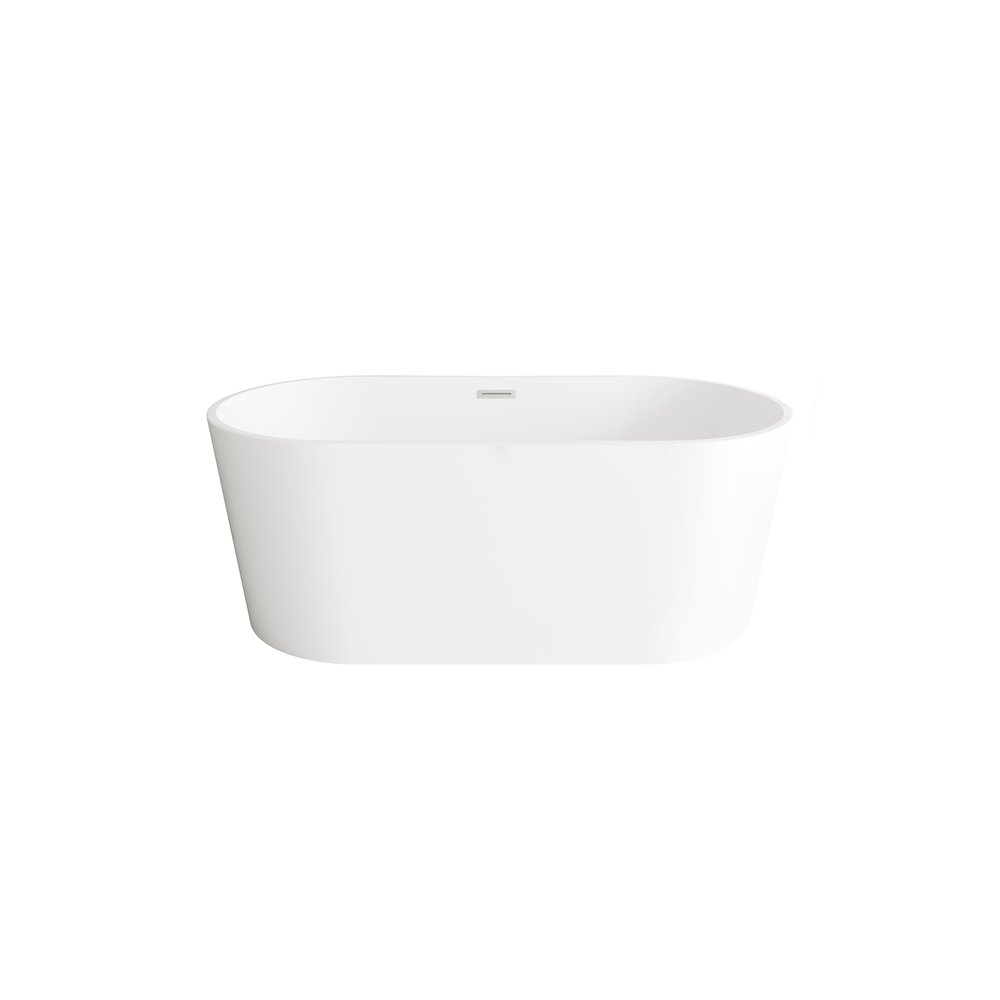 59 inch Bathtub in Glossy White with Brushed Nickel Trim. Picture 1